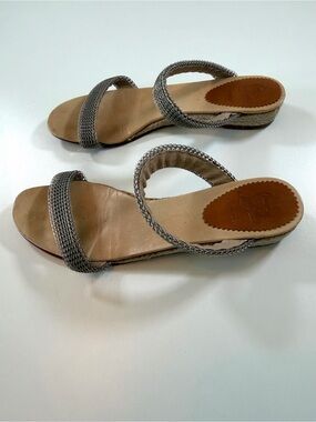 Christian Louboutin Rope Cadena Silver Chain Espadrille Sandals 39